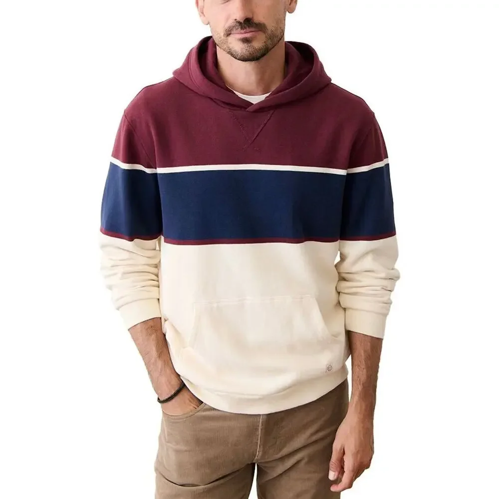 Marine Layer Relaxed Cloud 9 Fleece Burgundy Navy Hoodie Small NEW Color Block
